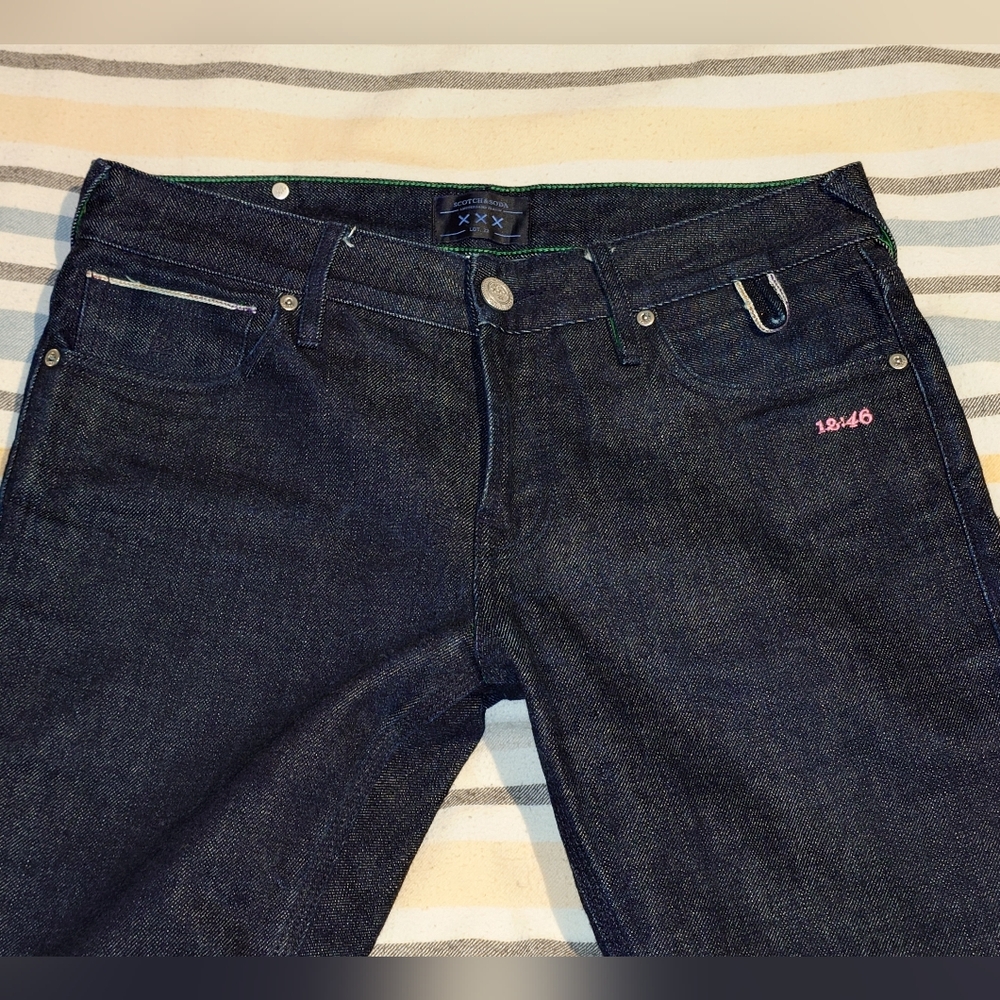 Scotch & Soda Lot.22 Tye Slim Skinny Carrot Fit Selvedge Rainbow Heat Jeans